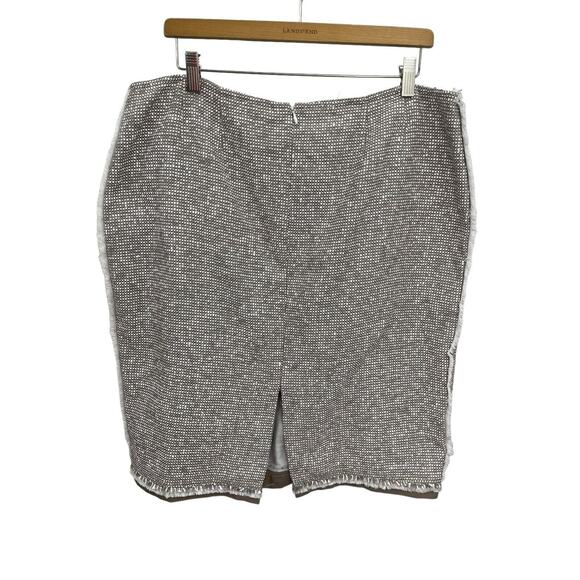 Lafayette 148 Skirt Tweed Fringe Trim Hem Beige Cream Size 18 - Picture 5 of 10